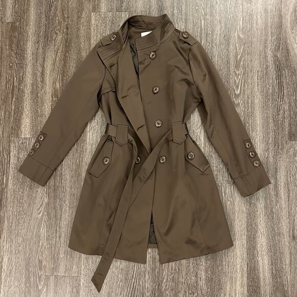 EUC Max Mara Brown Taupe Trench Coat XL Belted Double Breasted Classic Outerwear - Picture 2 of 16